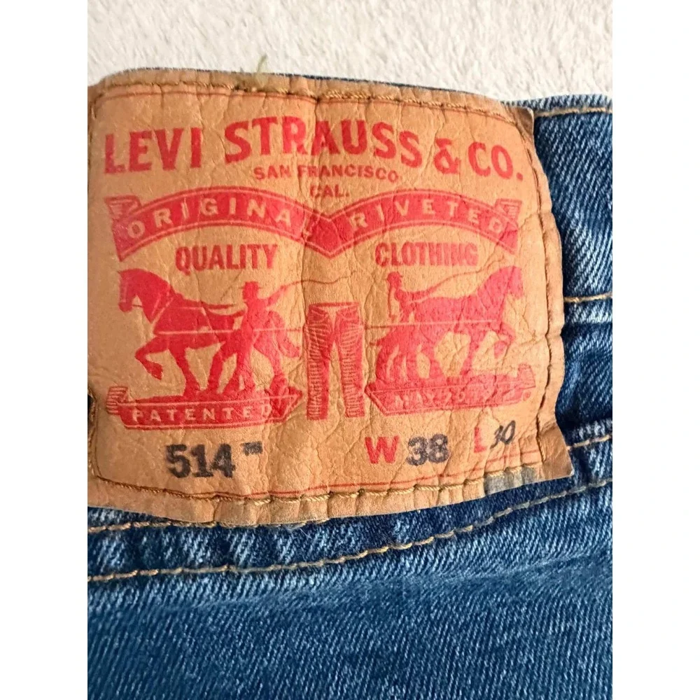 Levis Mens 38x30 Tagged Blue Jeans 514 Straight Fit Medium Wash Denim Pants